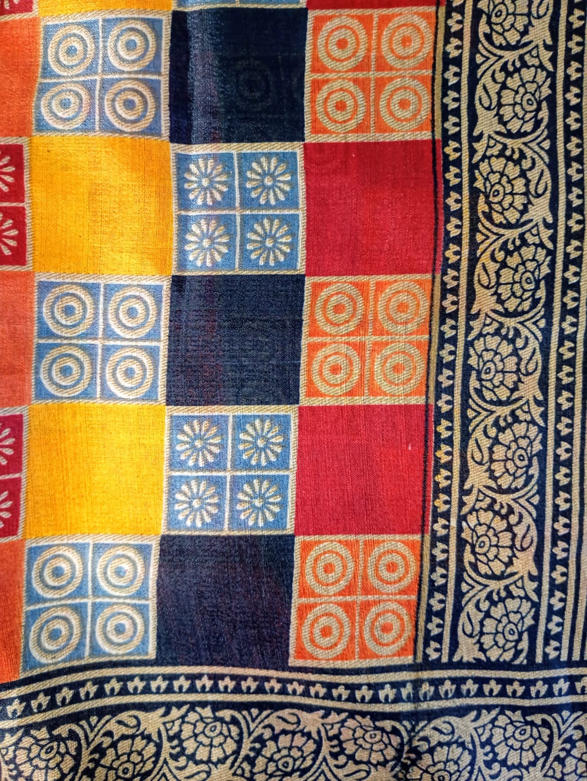 Silk Checkered Printed dupatta with border