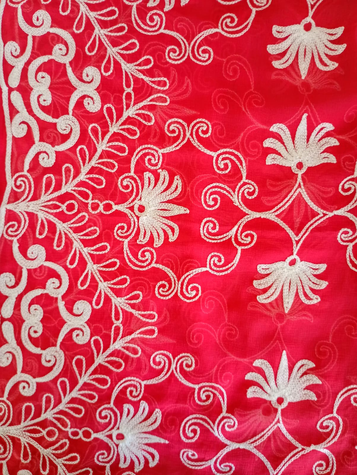 Chiffon Crimson Red Dupatta Karachi work inspired