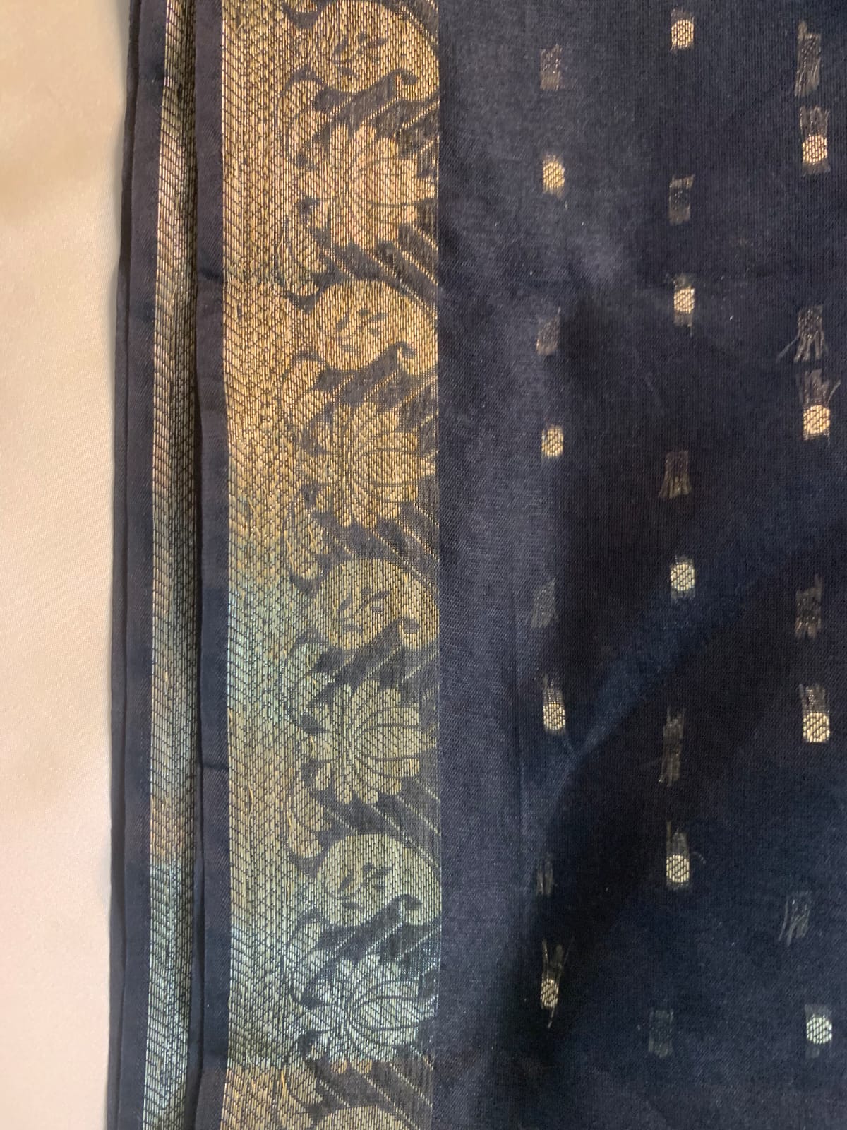 Chanderi Silk Black Pearl Butti border Dupatta