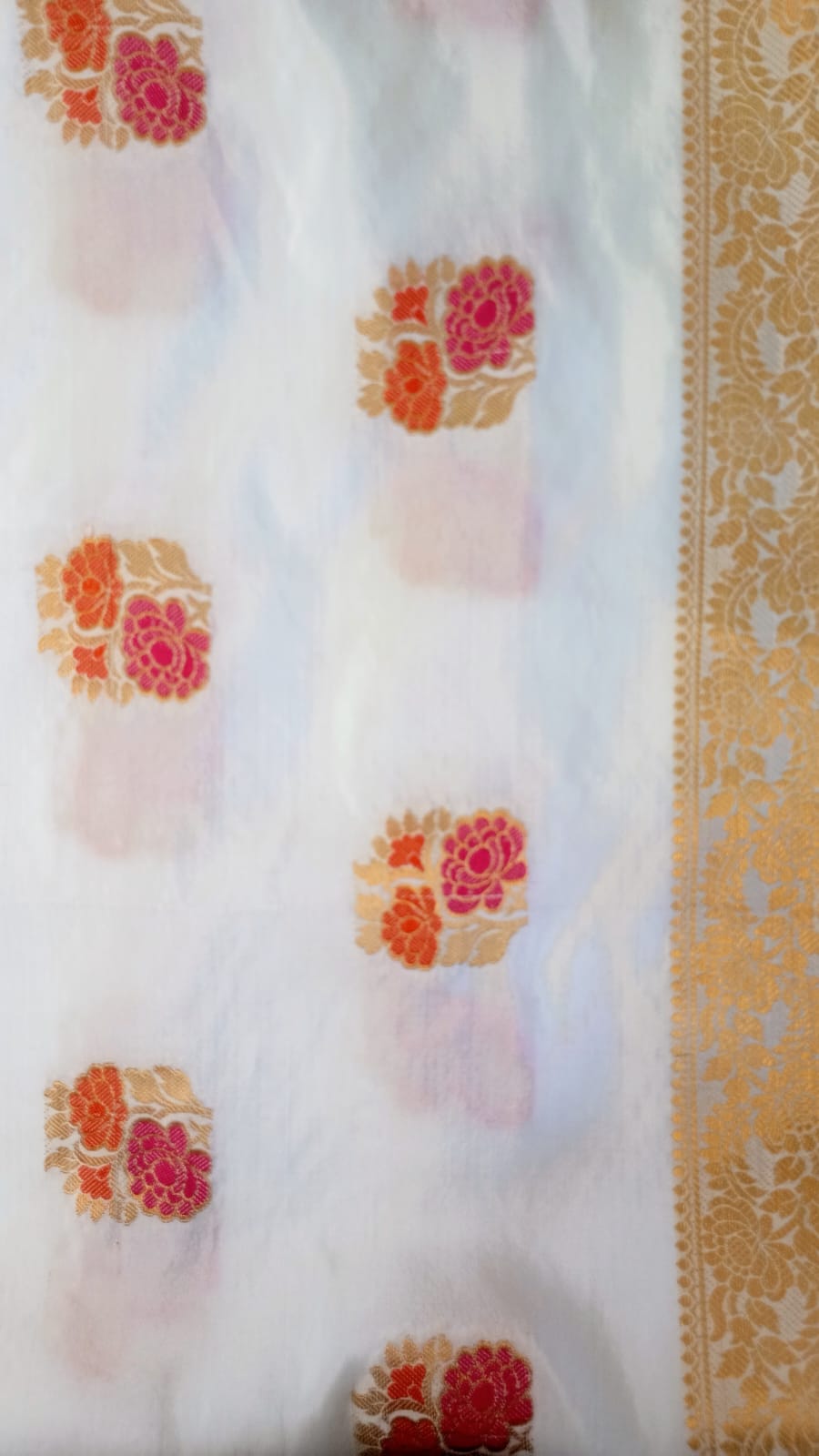 White Art Silk Buti design Dupatta with border