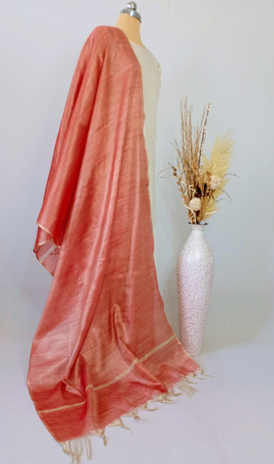 Tissue Solid Red plain Dupatta