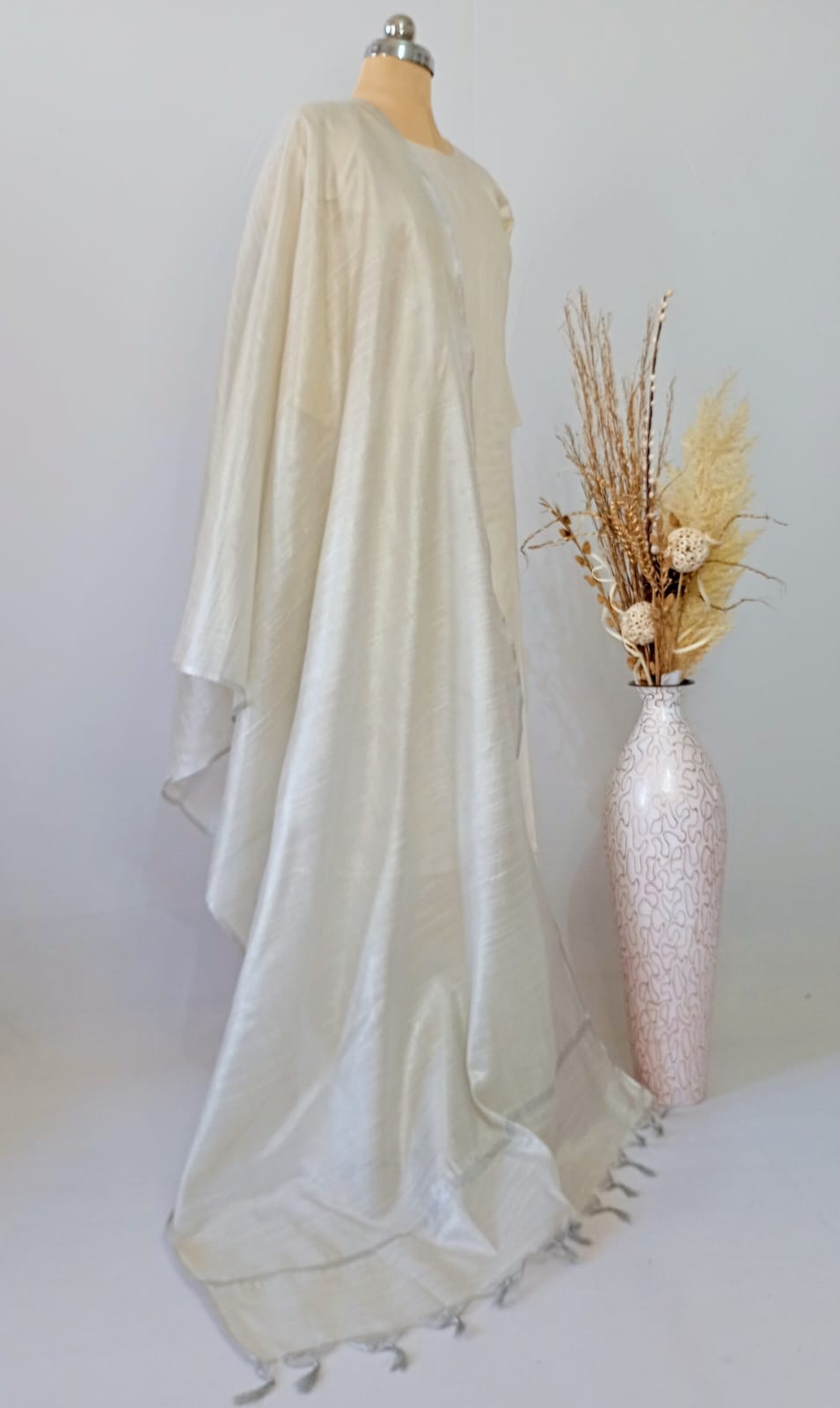 Tissue Silver plain Dupatta