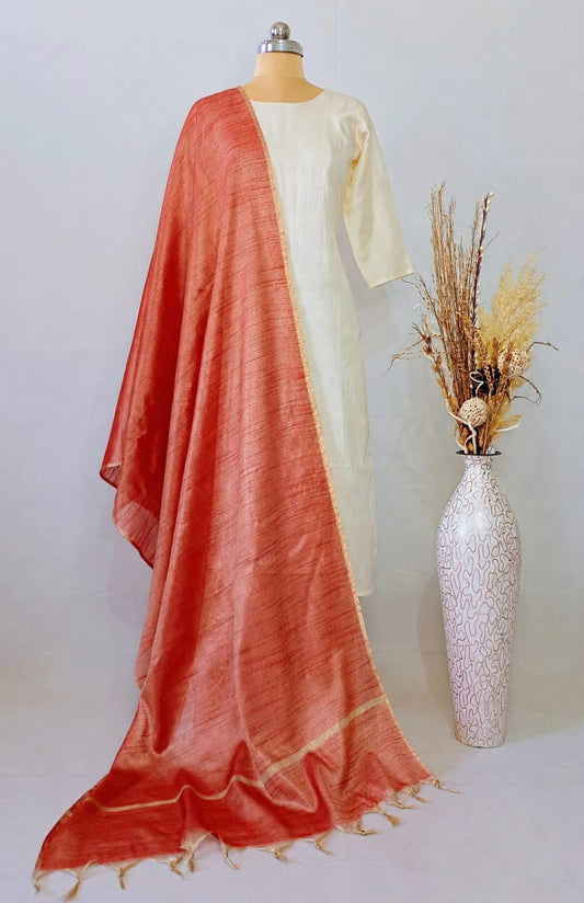 Tissue Solid Red plain Dupatta