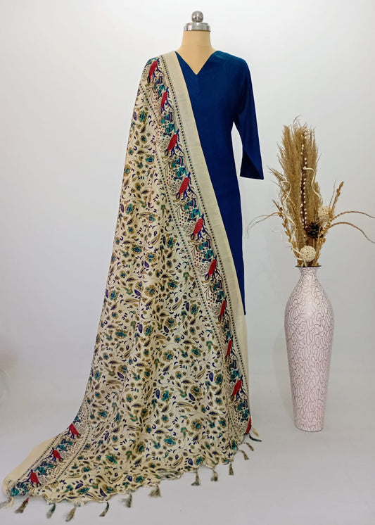 Silk Dupatta in Paisley design with Peacock border