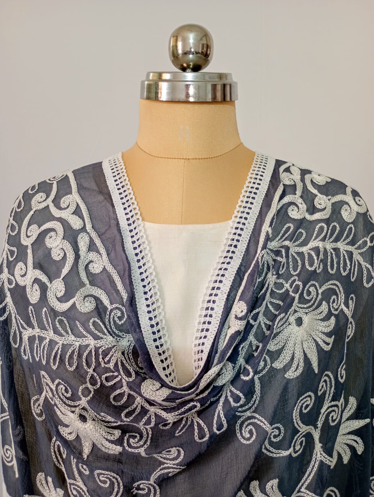 Chiffon Grey Dupatta Karachi work inspired