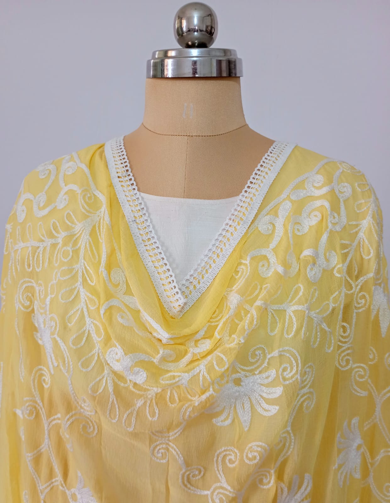Chiffon Corn Yellow Dupatta Karachi Work inspired