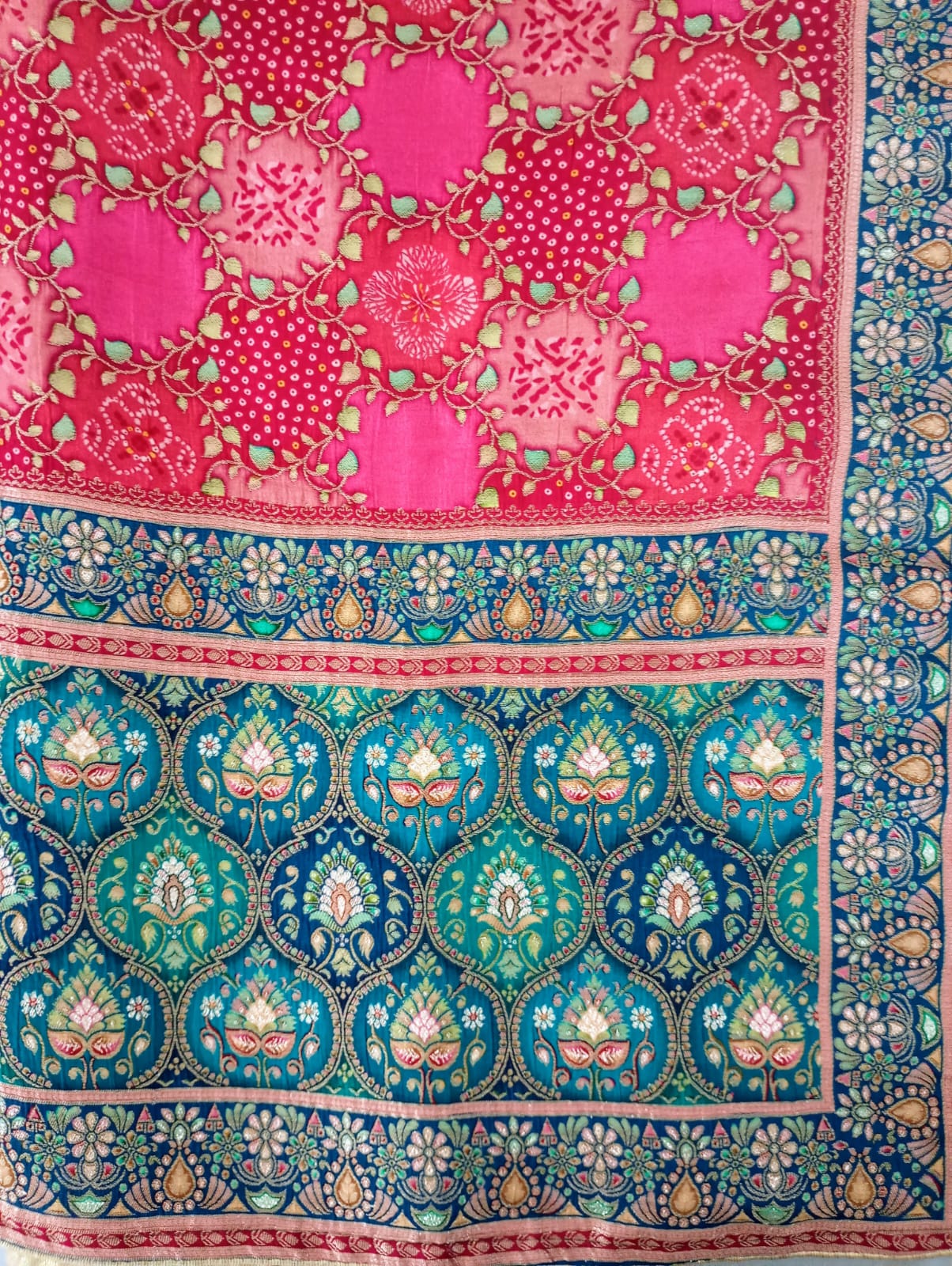 Viscose Dola Silk Position Print Pink Dupatta