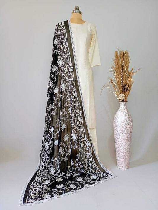 Chiffon Black Dupatta Karachi work inspired