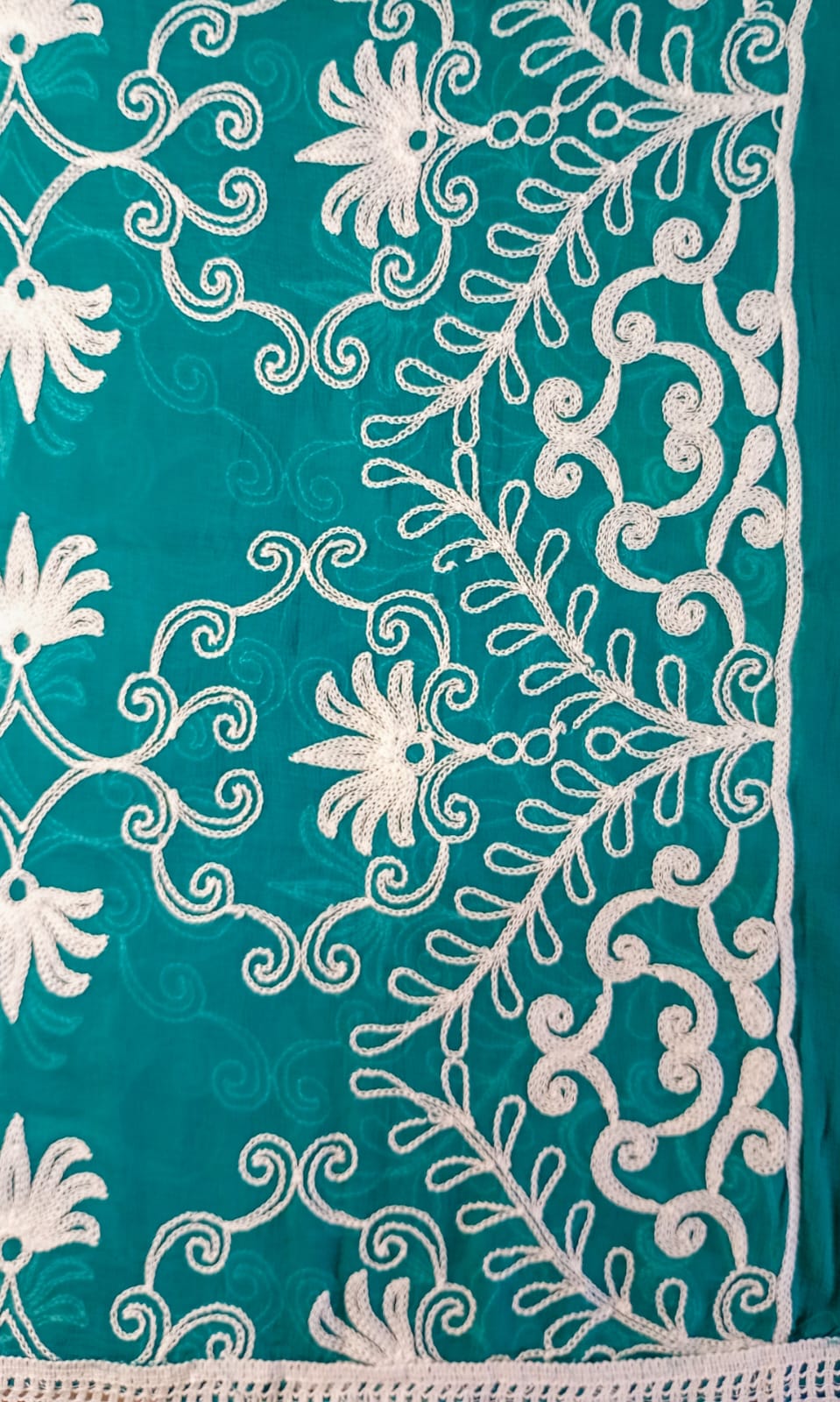 Chiffon Teal Green Dupatta Karachi work inspired