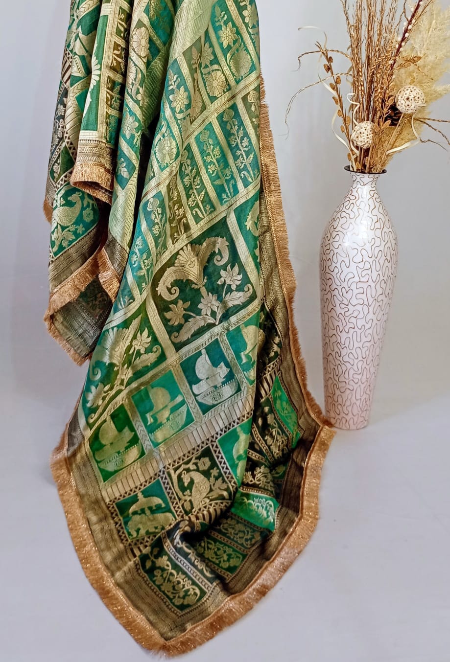Silk Tissue Teal Green Dupatta