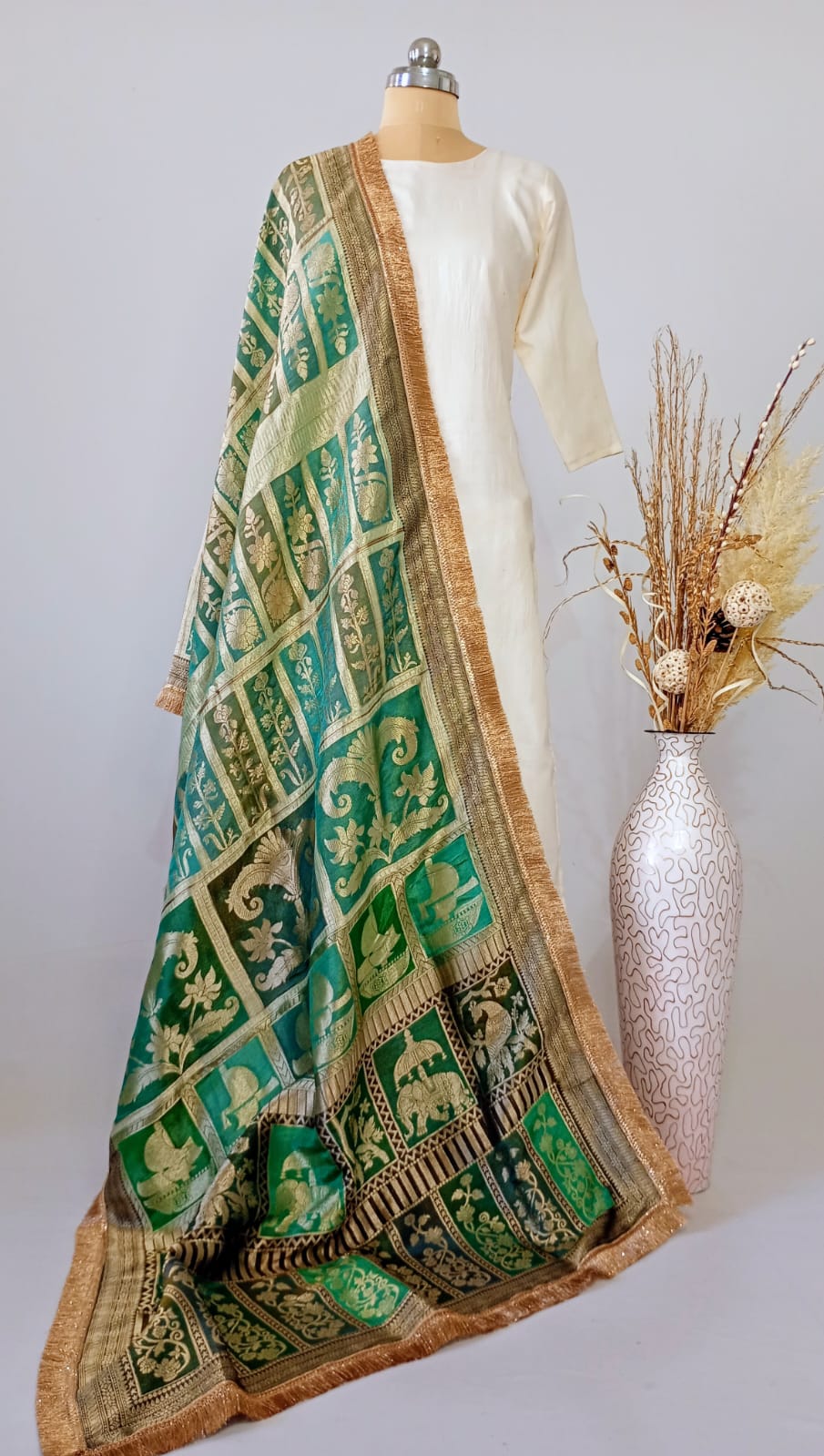 Silk Tissue Teal Green Dupatta