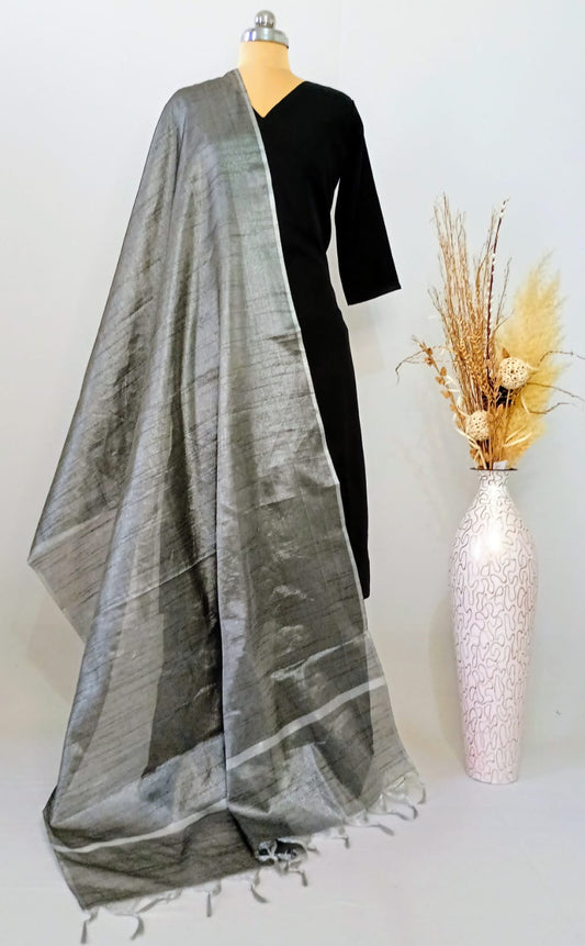 Tissue Grey plain dupatta