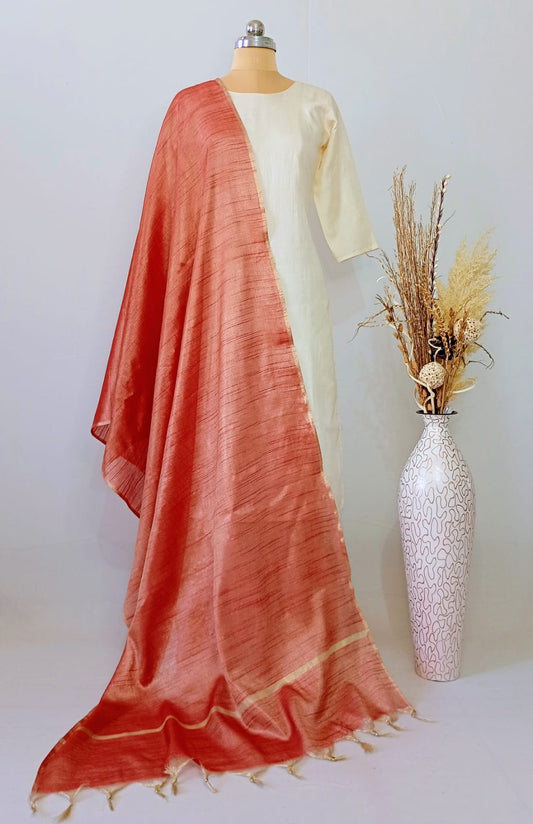 Tissue Solid Red plain Dupatta
