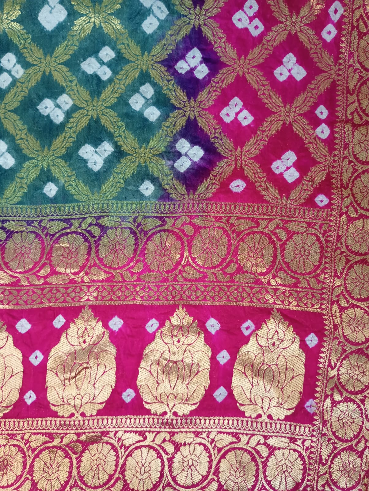 Pure Silk Gharchola Dupatta in Grey and Pink