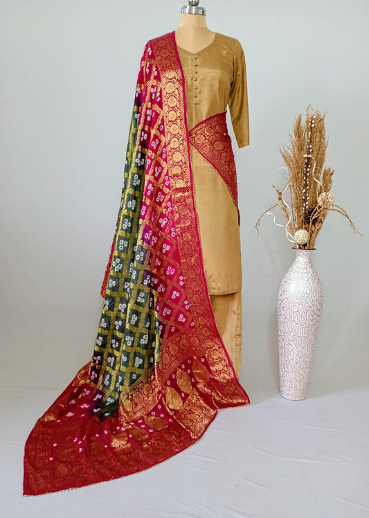 Pure Silk Gharchola Dupatta in Grey and Pink