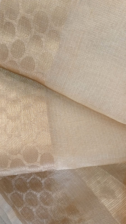 Tissue Golden plain Dupatta with Zari border