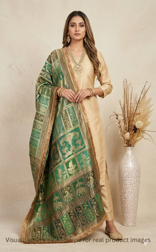 Silk Tissue Teal Green Dupatta