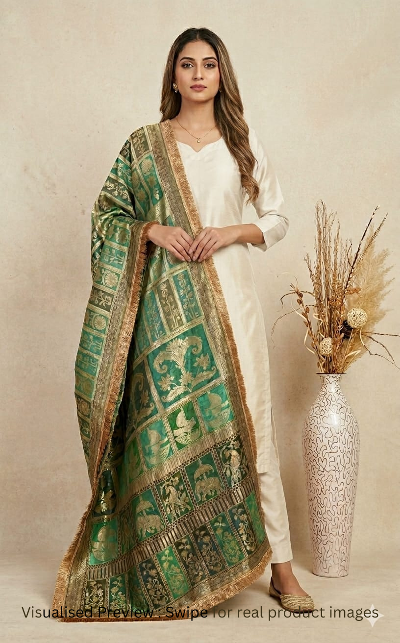 Silk Tissue Teal Green Dupatta