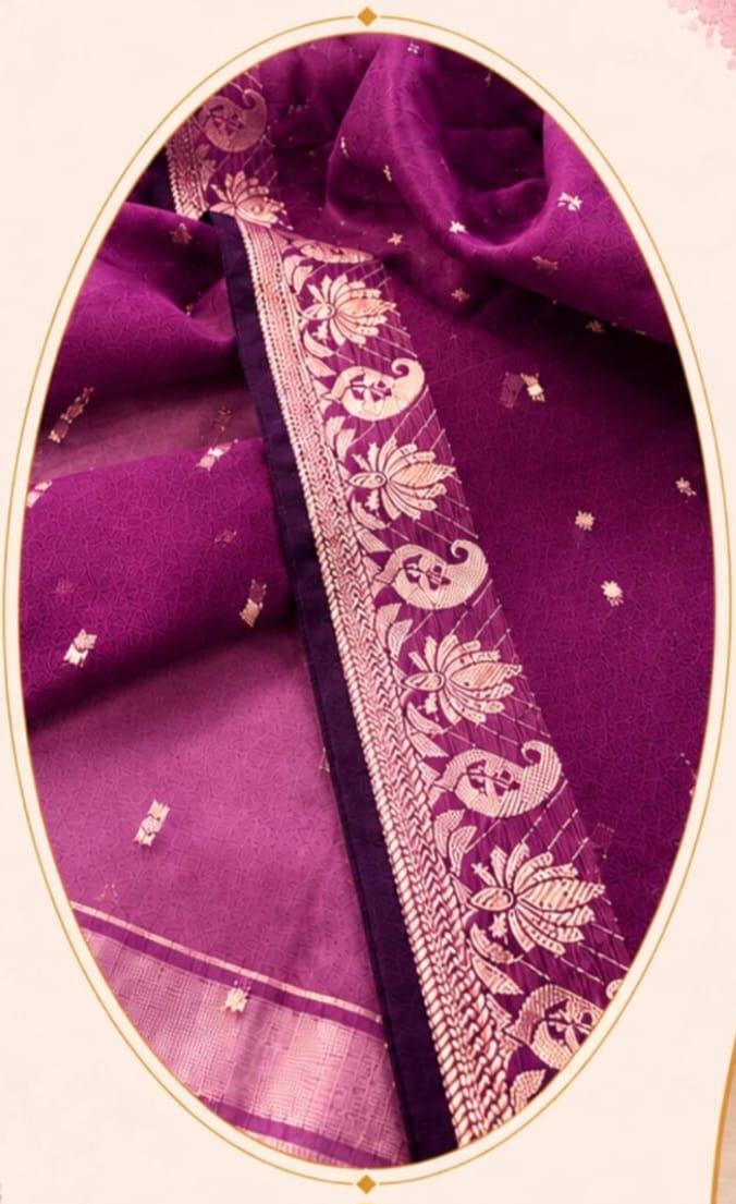 Chanderi Silk Mauve Mist Buti border Dupatta