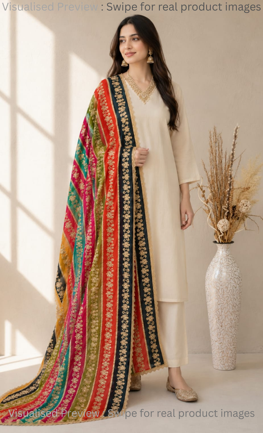 Organza Vintage multicolor Dupatta