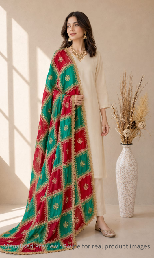 Organza Vintage Multicolor Dupatta