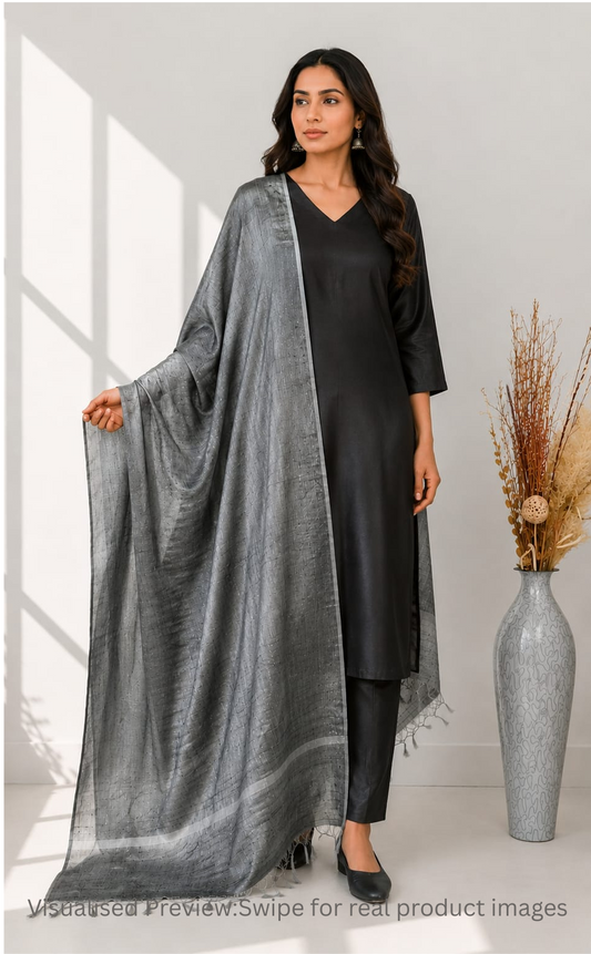 Tissue Grey plain dupatta