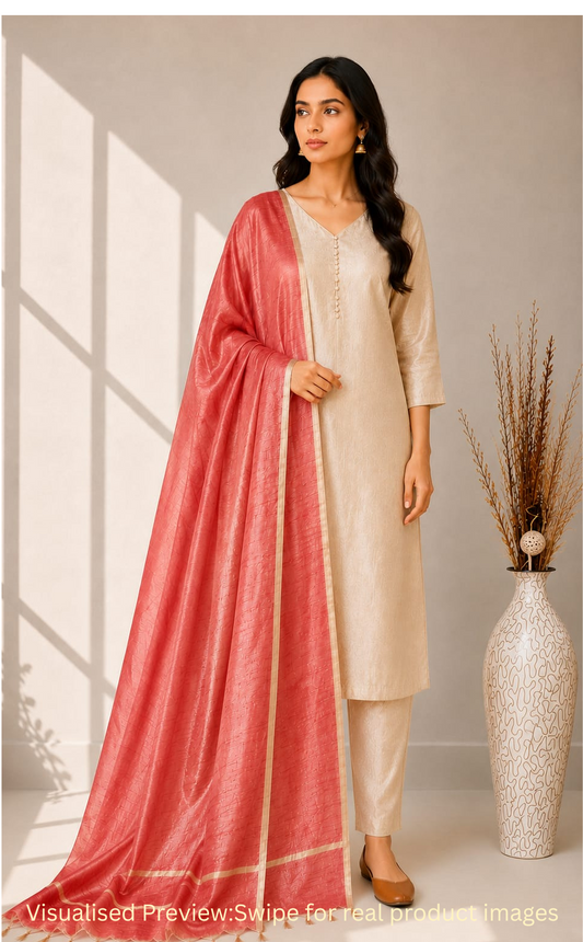 Tissue Solid Red plain Dupatta