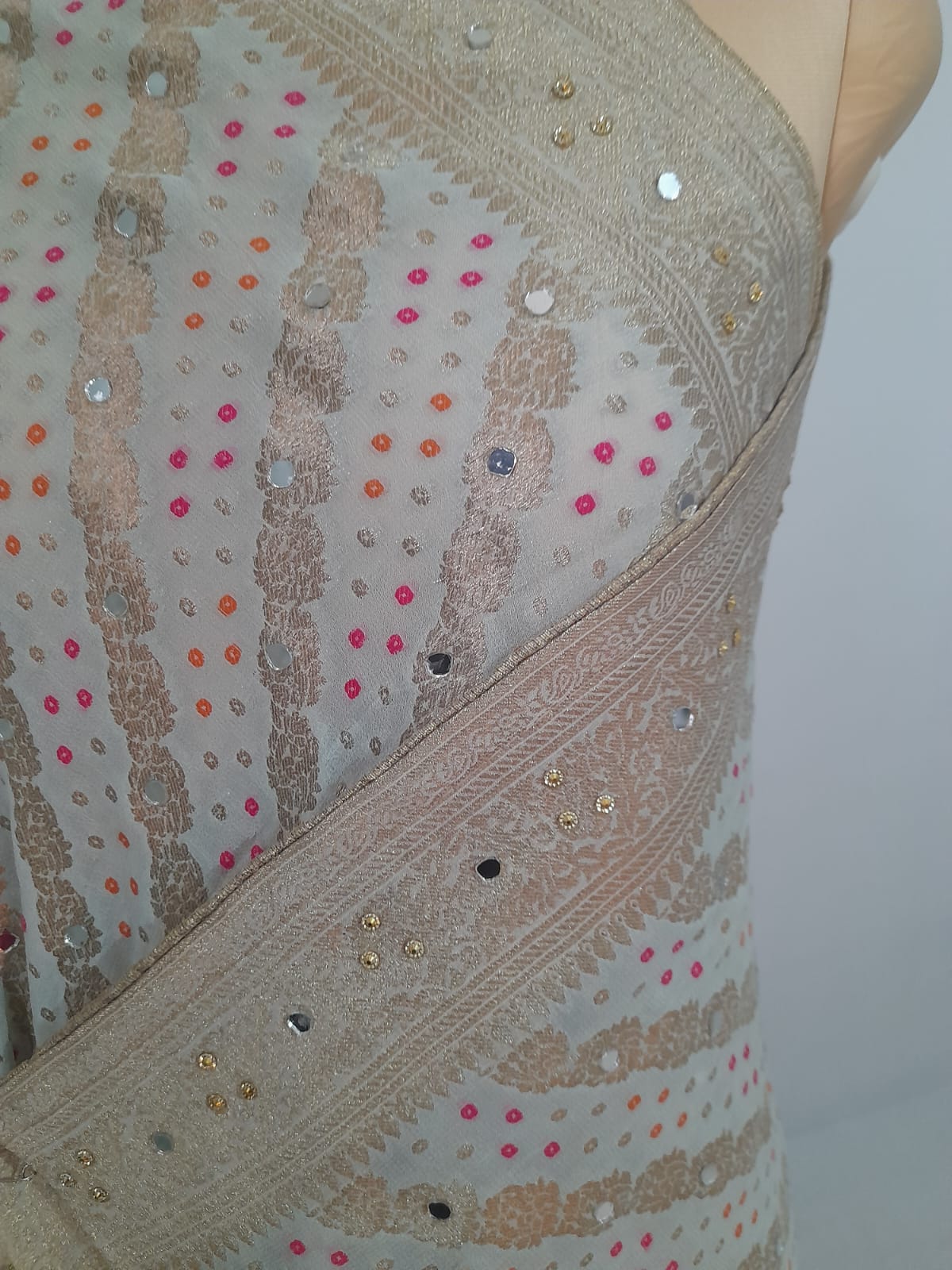 Viscose Georgette  Baby blue Bandhej dupatta