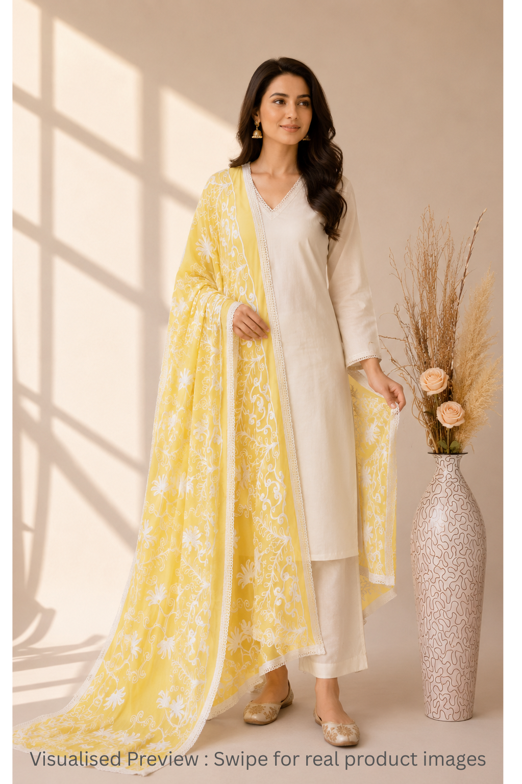 Chiffon Corn Yellow Dupatta Karachi Work inspired