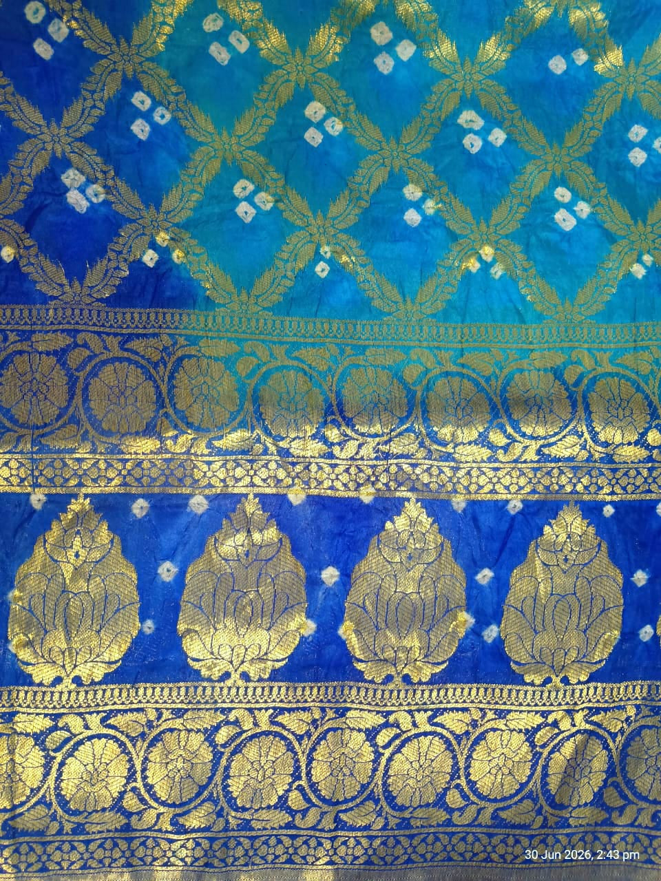 Pure Silk Gharchola Dupatta in shades of Blue